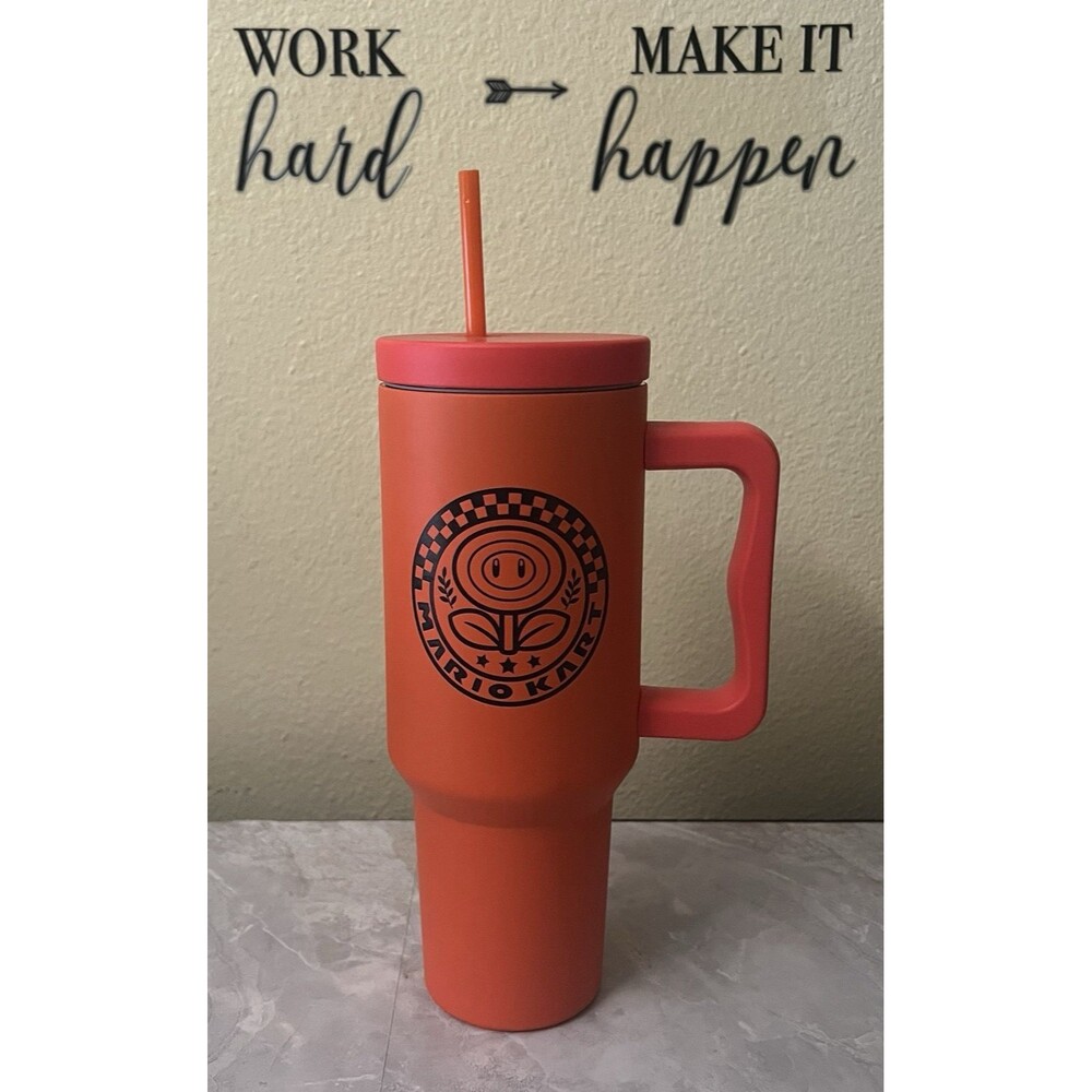 Universal Studios Super Nintendo World Mario Kart Fire Flower SS Tumbler w/Straw